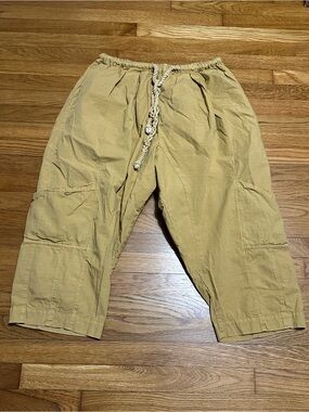 Free People Kahlani Harem Pull-On Drawstring Cotton-Linen Pants